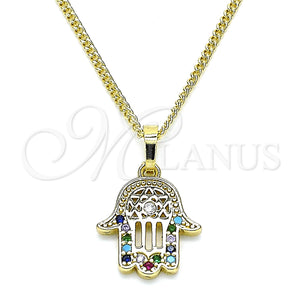 Gold Filled Necklace — Pendant Necklace Hand of God and Judaica Design — main product view — SKU 144080 | Oro Laminado collar — Pendant Necklace Hand of God and Judaica diseño — SKU 144080