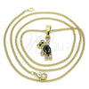 Oro Laminado Pendant Necklace, Gold Filled Style Teddy Bear Design, with Black and White Cubic Zirconia, Polished, Golden Finish, 04.210.0059.3.20 (02 MM Thickness, 20 Inches Length)