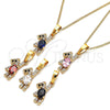 Oro Laminado Pendant Necklace, Gold Filled Style Teddy Bear Design, with Black and White Cubic Zirconia, Polished, Golden Finish, 04.210.0059.3.20 (02 MM Thickness, 20 Inches Length)