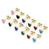 Oro Laminado Stud Earring, Gold Filled Style Heart Design, Green Enamel Finish, Golden Finish, 02.213.0292.3