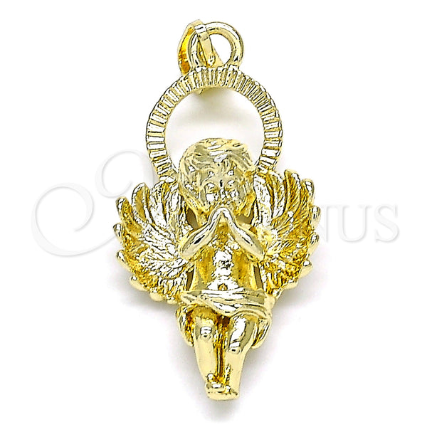 Oro Laminado Religious Pendant, Gold Filled Style Angel Design, Polished, Golden Finish, 05.213.0112