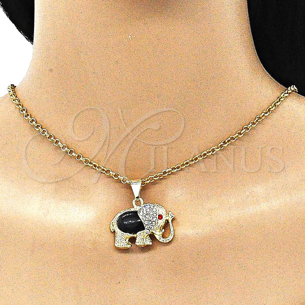 Gold Filled Pendant — Religious Pendant Elephant Design with Black Opal and — alternate product view — SKU 144101 | Oro Laminado dije — Religious Pendant Elephant diseño with negro Opal and — SKU 144101