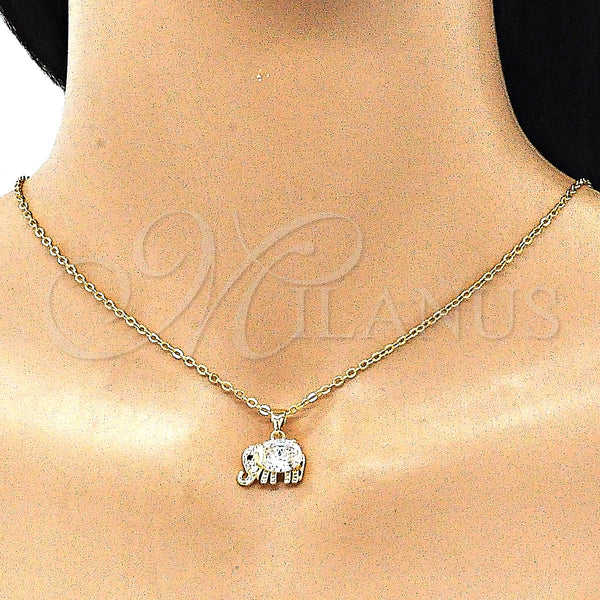 Gold Filled Pendant — Fancy Pendant Elephant Design with White and Black — alternate product view — SKU 144103 | Oro Laminado dije — elegante Pendant Elephant diseño with blanco and negro — SKU 144103