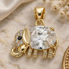 Oro Laminado Fancy Pendant, Gold Filled Style Elephant Design, with White and Black Cubic Zirconia, Polished, Golden Finish, 05.213.0114