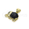 Oro Laminado Fancy Pendant, Gold Filled Style Elephant Design, with Black and White Cubic Zirconia, Polished, Golden Finish, 05.213.0114.1