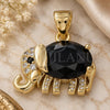 Oro Laminado Fancy Pendant, Gold Filled Style Elephant Design, with Black and White Cubic Zirconia, Polished, Golden Finish, 05.213.0114.1