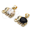 Oro Laminado Fancy Pendant, Gold Filled Style Elephant Design, with Black and White Cubic Zirconia, Polished, Golden Finish, 05.213.0114.1