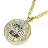 Oro Laminado Fancy Pendant, Gold Filled Style Tree and Airplane Design, Black Enamel Finish, Golden Finish, 05.213.0115
