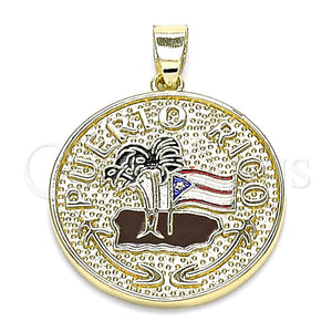 Gold Filled Pendant — Fancy Pendant Tree and Airplane Design Black Enamel — main product view — SKU 144105 | Oro Laminado dije — elegante Pendant Tree and Airplane diseño negro Enamel — SKU 144105