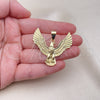 Oro Laminado Fancy Pendant, Gold Filled Style Eagle Design, Diamond Cutting Finish, Golden Finish, 05.213.0116