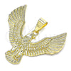 Oro Laminado Fancy Pendant, Gold Filled Style Eagle Design, Diamond Cutting Finish, Golden Finish, 05.213.0116
