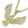 Oro Laminado Fancy Pendant, Gold Filled Style Eagle Design, Diamond Cutting Finish, Golden Finish, 05.213.0116