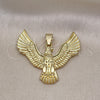 Oro Laminado Fancy Pendant, Gold Filled Style Eagle Design, Diamond Cutting Finish, Golden Finish, 05.213.0116