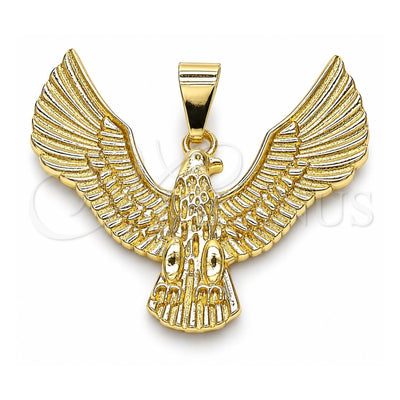 Oro Laminado Fancy Pendant, Gold Filled Style Eagle Design, Diamond Cutting Finish, Golden Finish, 05.213.0116