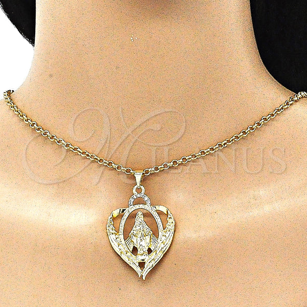 Gold Filled Pendant — Religious Pendant Virgen Maria Design with White Crystal — alternate product view — SKU 144107 | Oro Laminado dije — Religious Pendant Virgen Maria diseño with cristal blanco — SKU 144107
