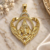 Oro Laminado Religious Pendant, Gold Filled Style Virgen Maria Design, with White Crystal, Polished, Golden Finish, 05.213.0117