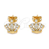 Gold Filled Ring — Stud Earring Crown Design with White Micro Pave — alternate product view — SKU 144108 | Oro Laminado anillo — Stud Earring Crown diseño with blanco Micro Pave — SKU 144108