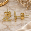 Oro Laminado Stud Earring, Gold Filled Style Horse Design, with White Micro Pave, Polished, Golden Finish, 02.213.0297