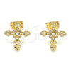 Gold Filled Ring — Stud Earring Cross Design with White Micro Pave — alternate product view — SKU 144113 | Oro Laminado anillo — Stud Earring cruz diseño with blanco Micro Pave — SKU 144113