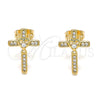 Gold Filled Ring — Stud Earring Cross Design with White Micro Pave — alternate product view — SKU 144114 | Oro Laminado anillo — Stud Earring cruz diseño with blanco Micro Pave — SKU 144114
