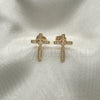 Gold Filled Ring — Stud Earring Cross Design with White Micro Pave — alternate product view — SKU 144114 | Oro Laminado anillo — Stud Earring cruz diseño with blanco Micro Pave — SKU 144114