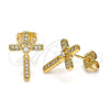 Gold Filled Ring — Stud Earring Cross Design with White Micro Pave — main product view — SKU 144114 | Oro Laminado anillo — Stud Earring cruz diseño with blanco Micro Pave — SKU 144114