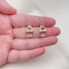 Gold Filled Ring — Stud Earring Puff Mariner Design with White Micro — alternate product view — SKU 144117 | Oro Laminado anillo — Stud Earring Puff Mariner diseño with blanco Micro — SKU 144117