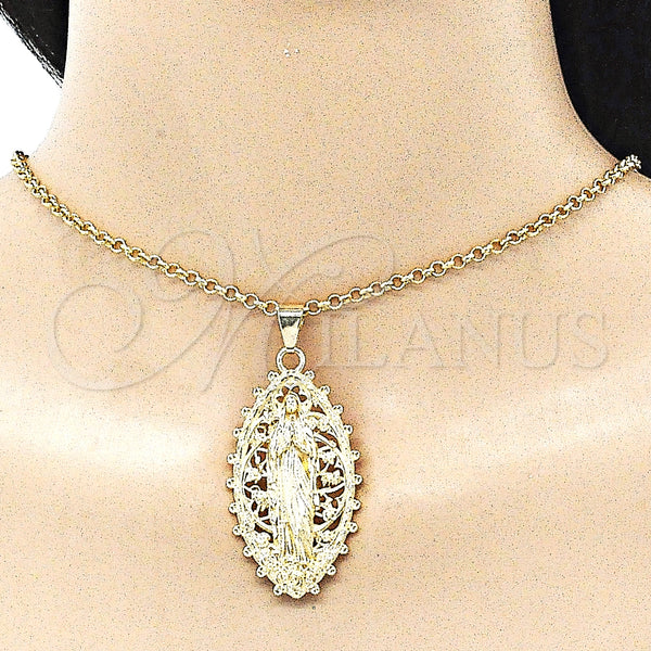 Gold Filled Pendant — Religious Pendant Guadalupe Design Polished 05. — alternate product view — SKU 144121 | Oro Laminado dije — Religious Pendant Guadalupe diseño pulido 05. — SKU 144121