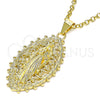 Oro Laminado Religious Pendant, Gold Filled Style Guadalupe Design, Polished, Golden Finish, 05.213.0118