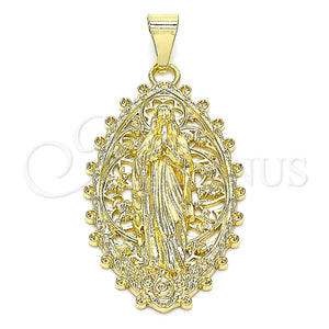 Gold Filled Pendant — Religious Pendant Guadalupe Design Polished 05. — main product view — SKU 144121 | Oro Laminado dije — Religious Pendant Guadalupe diseño pulido 05. — SKU 144121