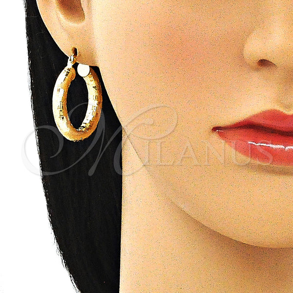Gold Filled Hoop Earrings — Medium Hoop Diamond Cutting 02. — alternate product view — SKU 144127 | Oro Laminado aretes de aro — Medium Hoop Diamond Cutting 02. — SKU 144127