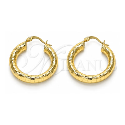 Oro Laminado Medium Hoop, Gold Filled Style Diamond Cutting Finish, Golden Finish, 02.213.0310.30