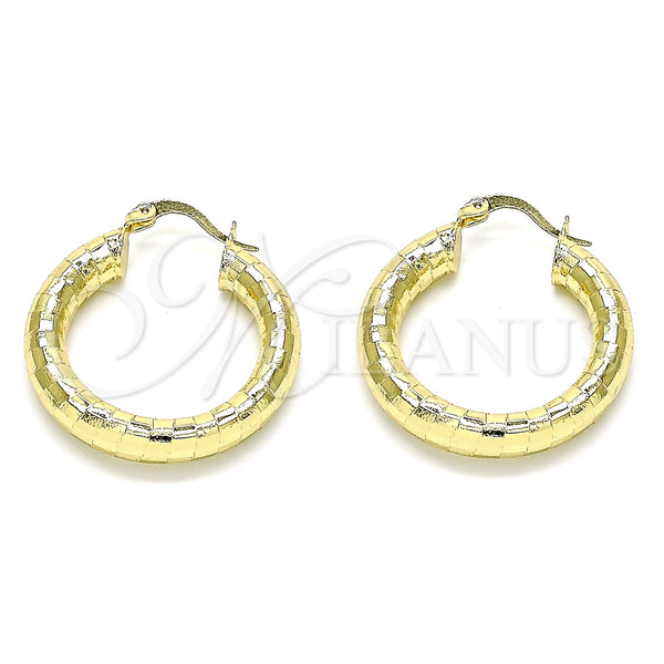Gold Filled Hoop Earrings — Medium Hoop Diamond Cutting 02. — main product view — SKU 144127 | Oro Laminado aretes de aro — Medium Hoop Diamond Cutting 02. — SKU 144127