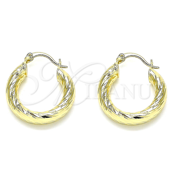 Gold Filled Hoop Earrings — Small Hoop Diamond Cutting 02. — main product view — SKU 144129 | Oro Laminado aretes de aro — Small Hoop Diamond Cutting 02. — SKU 144129