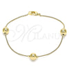 Oro Laminado Fancy Bracelet, Gold Filled Style Ball Design, Polished, Golden Finish, 03.213.0129.08 (01 MM Thickness, 8 Inches Length)