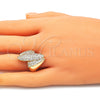 Oro Laminado Multi Stone Ring, Gold Filled Style with White Micro Pave, Polished, Golden Finish, 01.266.0042.07 (Size 7)