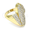 Oro Laminado Multi Stone Ring, Gold Filled Style with White Micro Pave, Polished, Golden Finish, 01.266.0042.07 (Size 7)