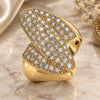 Oro Laminado Multi Stone Ring, Gold Filled Style with White Micro Pave, Polished, Golden Finish, 01.266.0042.08 (Size 8)