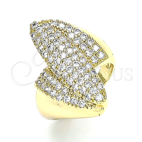 Oro Laminado Multi Stone Ring, Gold Filled Style with White Micro Pave, Polished, Golden Finish, 01.266.0042.09 (Size 9)