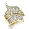 Oro Laminado Multi Stone Ring, Gold Filled Style with White Micro Pave, Polished, Golden Finish, 01.266.0043.08 (Size 8)
