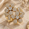 Oro Laminado Multi Stone Ring, Gold Filled Style Flower Design, with White Micro Pave and White Cubic Zirconia, Polished, Golden Finish, 01.266.0044.08 (Size 8)