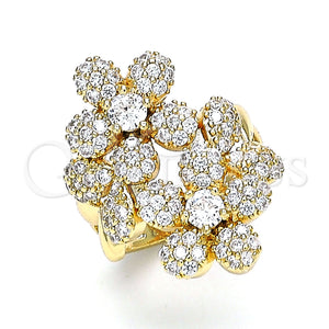 Gold Filled Ring — Multi Stone Ring Flower Design with White Micro — main product view — SKU 144145 | Oro Laminado anillo — Multi Stone Ring flor diseño with blanco Micro — SKU 144145