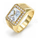Anillo de Hombre 01.266.0045.11 Oro Laminado, con Zirconia Cubica Blanca y Micro Pave Blanca, Pulido, Tono Dorado (Tamaño 11)
