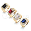 Oro Laminado Mens Ring, Gold Filled Style with White Cubic Zirconia and White Micro Pave, Polished, Golden Finish, 01.266.0045.11 (Size 11)
