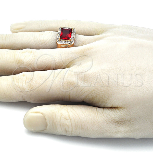 Gold Filled Ring — Mens Ring with Garnet Cubic Zirconia and White — alternate product view — SKU 144150 | Oro Laminado anillo — Mens Ring with Garnet Cubic Zirconia and blanco — SKU 144150