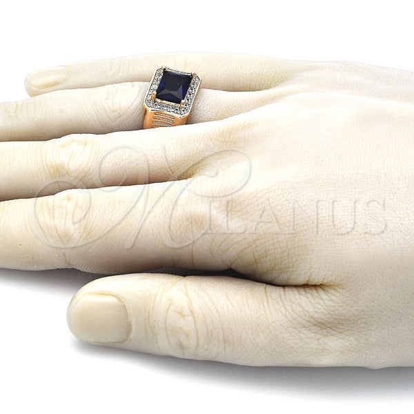 Gold Filled Ring — Mens Ring with Sapphire Blue Cubic Zirconia and — alternate product view — SKU 144153 | Oro Laminado anillo — Mens Ring with Sapphire Blue Cubic Zirconia and — SKU 144153