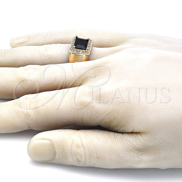 Gold Filled Ring — Mens Ring with Black Cubic Zirconia and White — alternate product view — SKU 144157 | Oro Laminado anillo — Mens Ring with negro Cubic Zirconia and blanco — SKU 144157