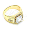 Oro Laminado Mens Ring, Gold Filled Style with White Cubic Zirconia and White Micro Pave, Polished, Golden Finish, 01.266.0046.10 (Size 10)