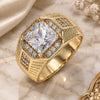 Oro Laminado Mens Ring, Gold Filled Style with White Cubic Zirconia and White Micro Pave, Polished, Golden Finish, 01.266.0046.12 (Size 12)