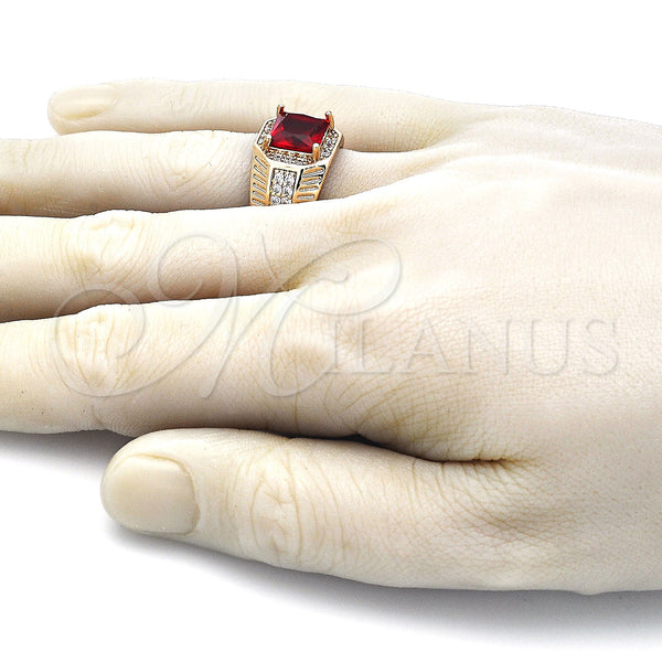 Gold Filled Ring — Mens Ring with Garnet Cubic Zirconia and White — alternate product view — SKU 144161 | Oro Laminado anillo — Mens Ring with Garnet Cubic Zirconia and blanco — SKU 144161